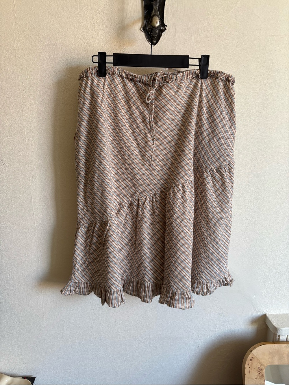 Damson madder Sigourney midi skirt. Ginger check